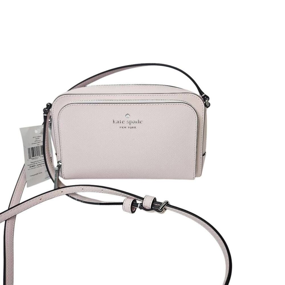 Kate Spade Staci dual zip around crossbody bag, light pink. NWT.